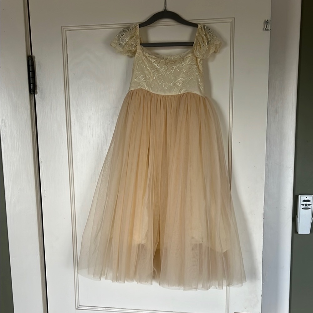 Ivory/Blush Lace and Tulle Kids Dress